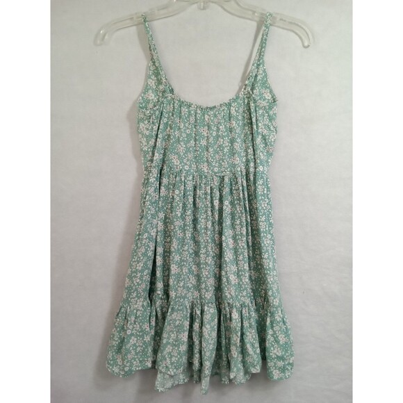 Zaful Tank Sz 4 Small Green Floral Ruffled Pleated Button Adjustable Straps - Picture 6 of 10